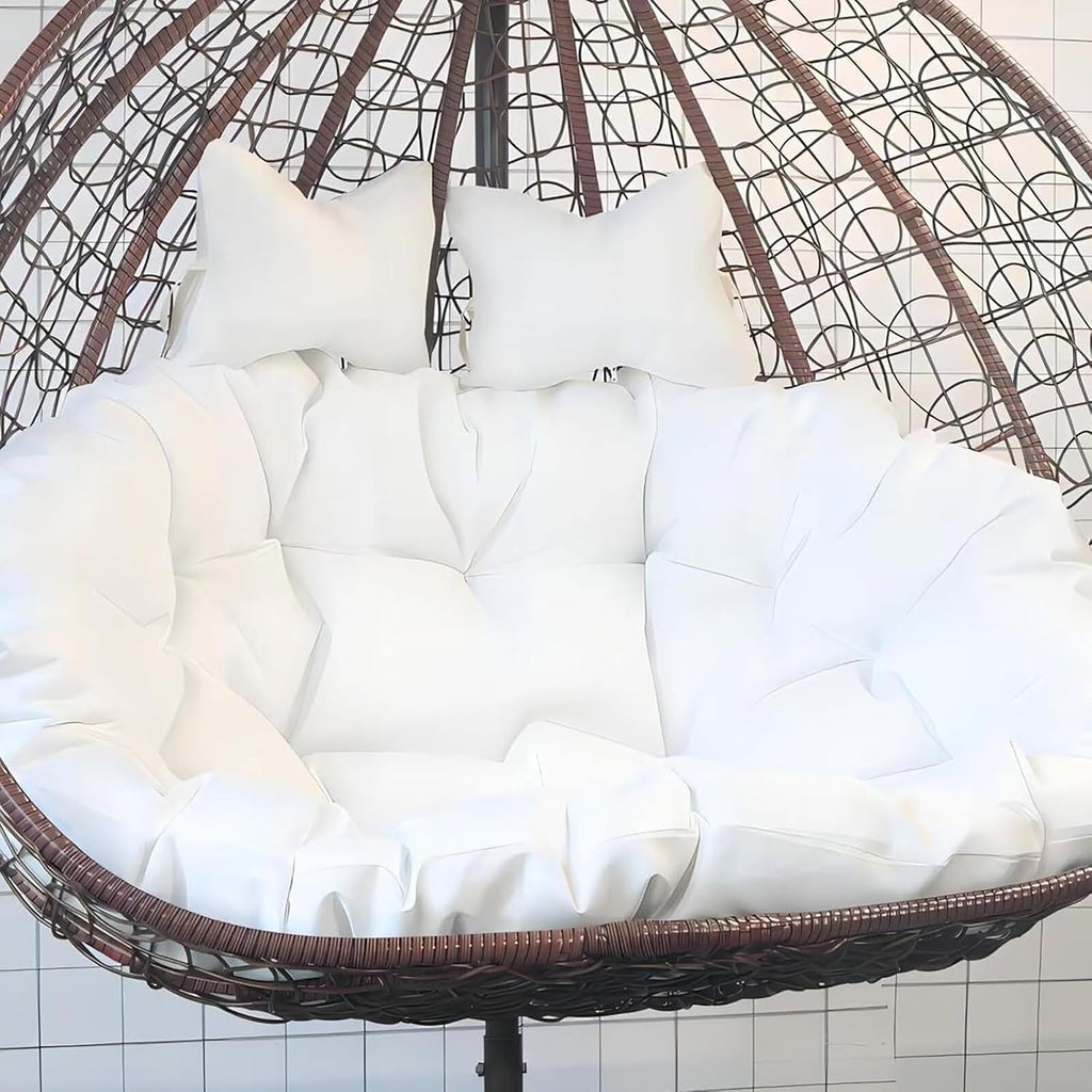 2 Seater Egg Chair Swing Cushion Outdoor,Double Egg Chair Cushion Replacement,Waterproof Detachable Hanging Basket Chair Cushions,for Garden Balcony(M)