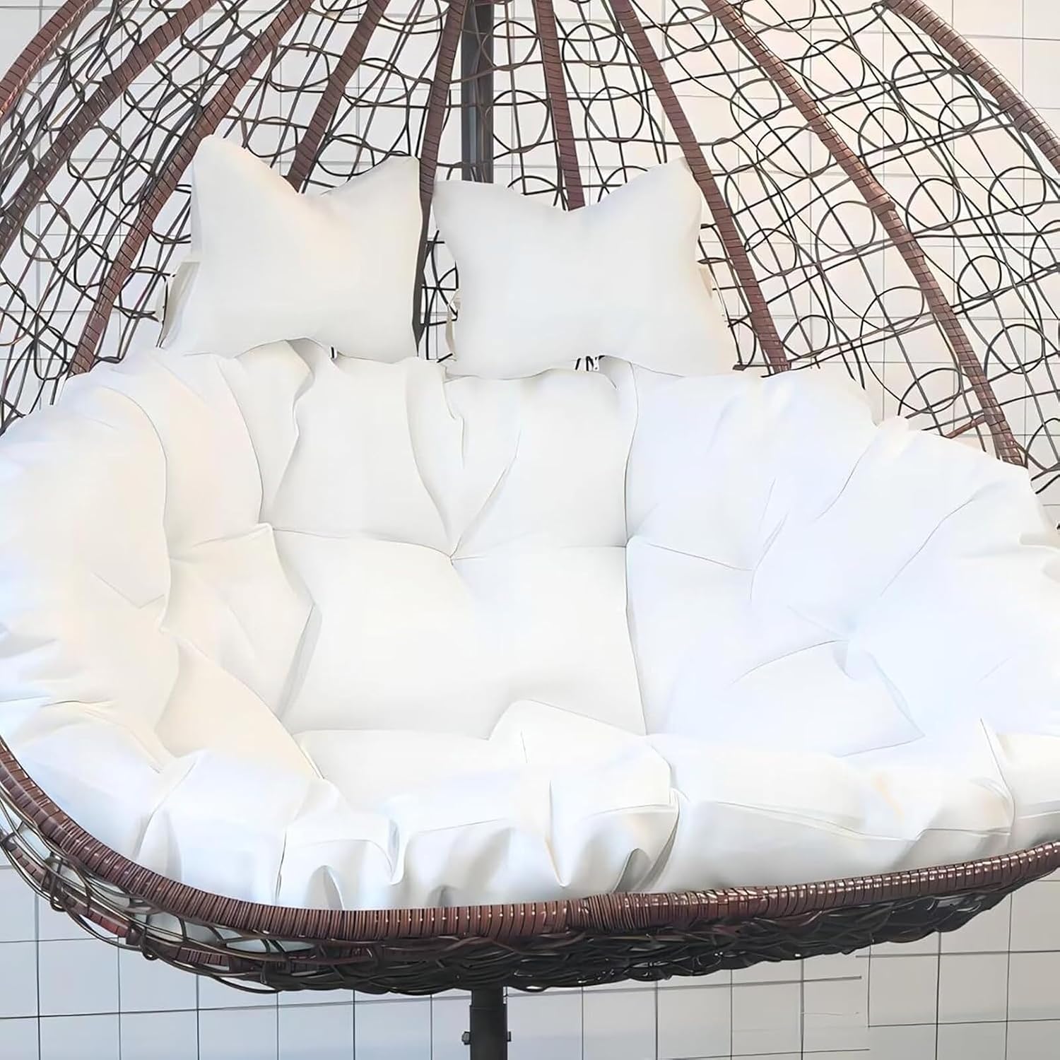 2 Seater Egg Chair Swing Cushion Outdoor,Double Egg Chair Cushion Replacement,Waterproof Detachable Hanging Basket Chair Cushions,for Garden Balcony(M)