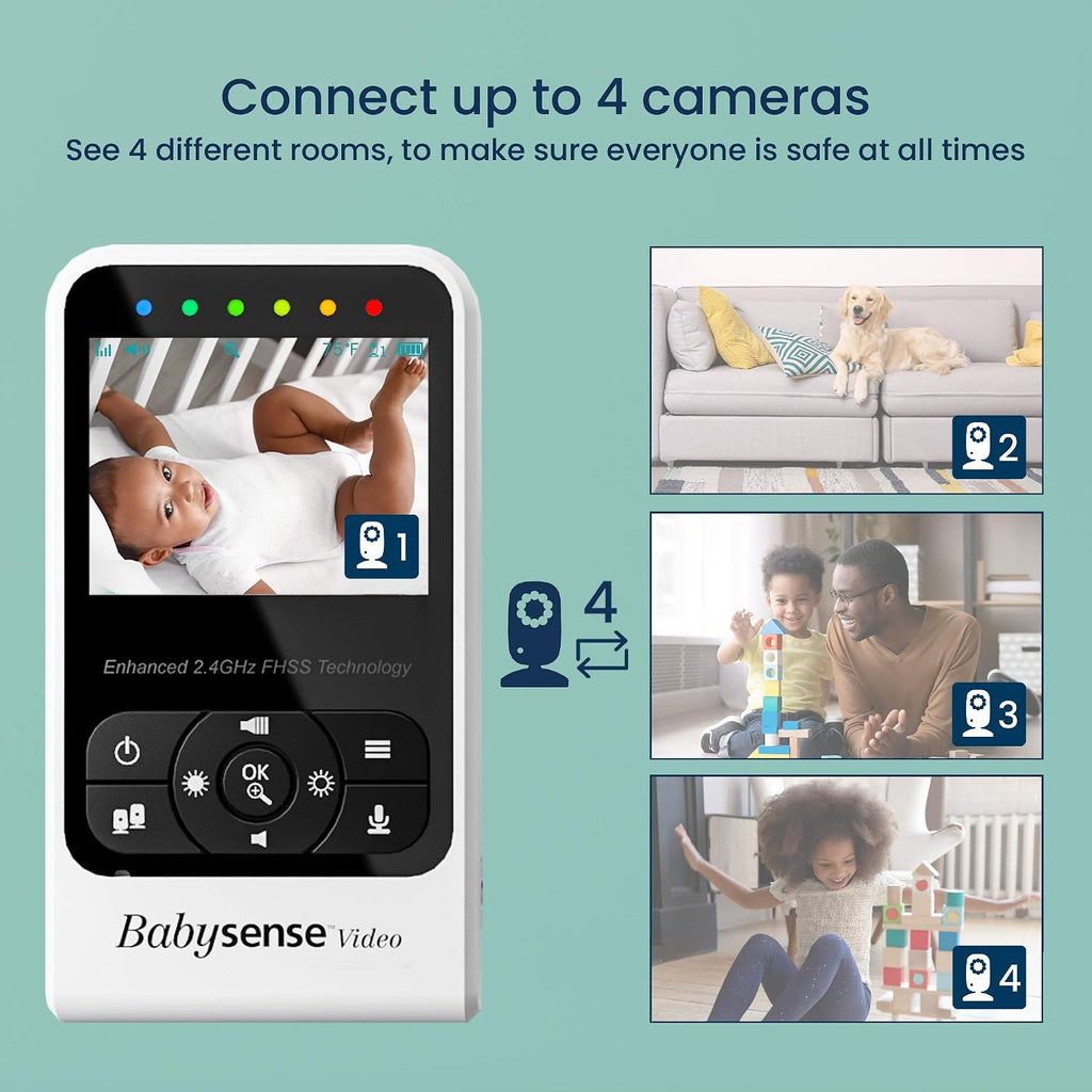Babysense Video & Breathing Movement Monitor - FSA Video Baby Monitor with Breathing Motion Detection & Alerts Bundle Pack - Video Monitor V24R with Babysense 7 Under-The-Mattress Sleep Monitor