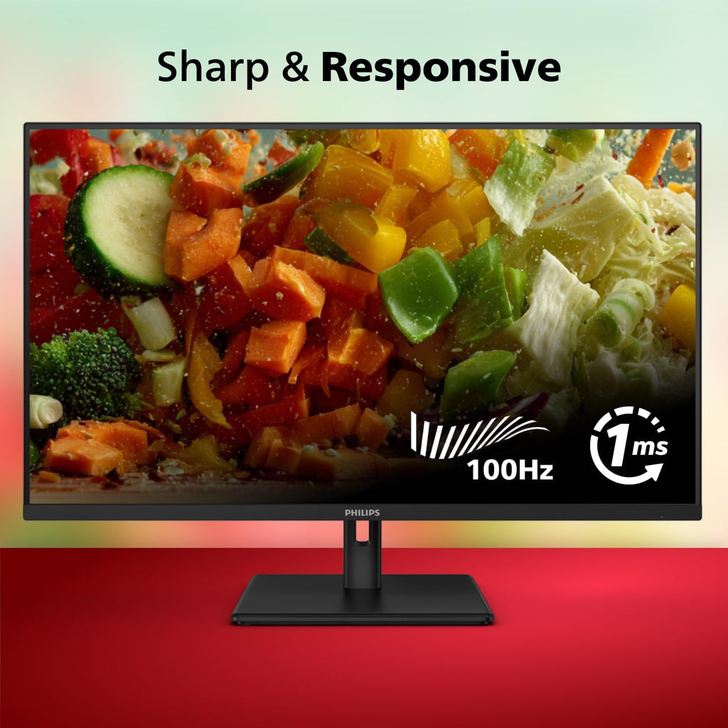 Philips 32E1N1100L 32'' Frameless Monitor, FHD 1920 x 1080, VA Panel, Adaptive-Sync 100Hz, VESA, 4Yr Advance Replacement Warranty, Black