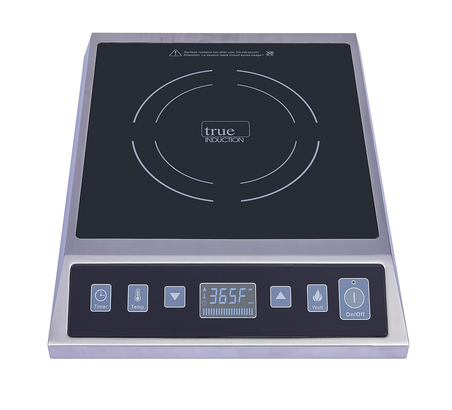 TI-1SSC Commercial 12 inch Portable Single Burner Induction Glass-Ceramic Cooktop, 1750W, UL197 Certified