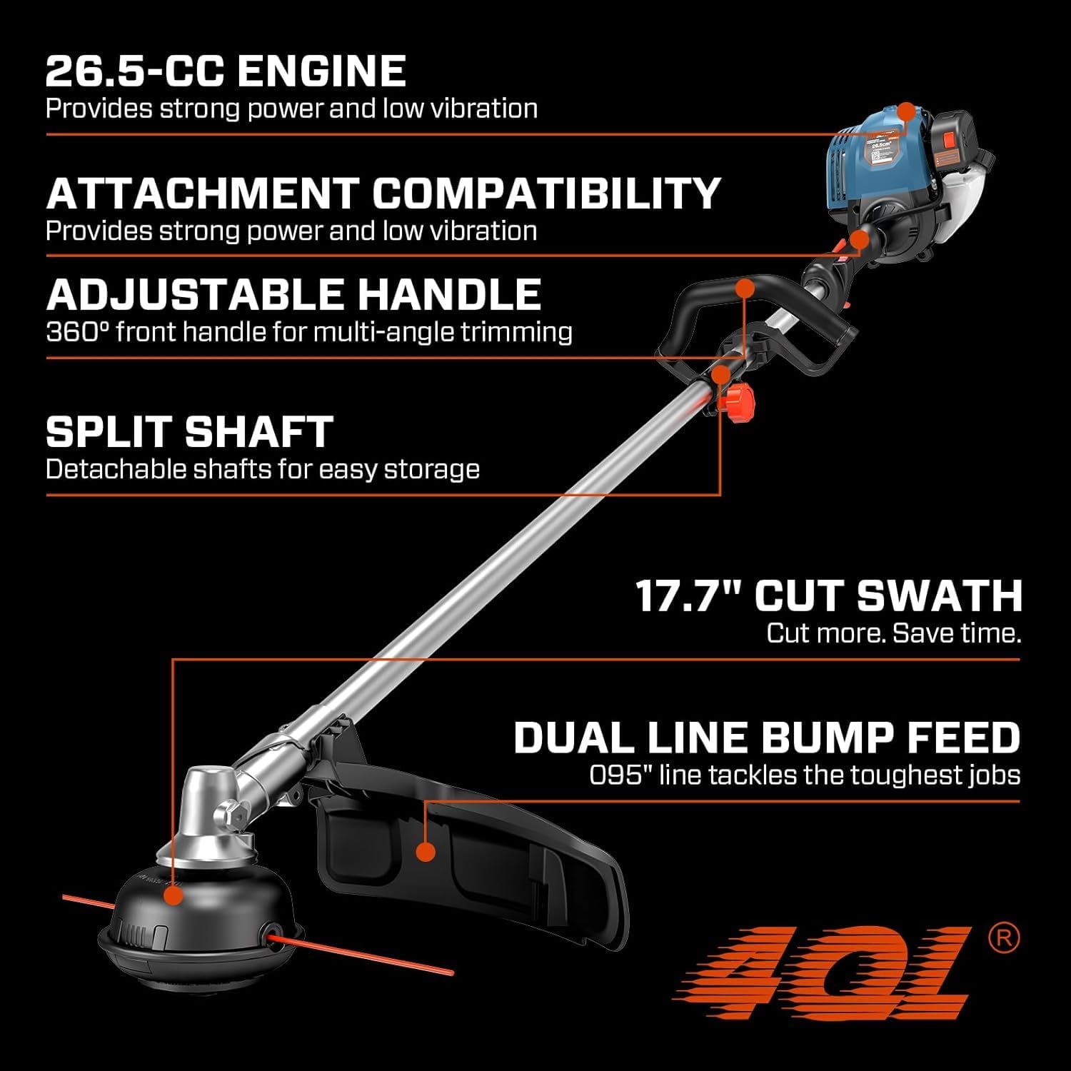 SENIX 22' Self-Propelled Gas Lawn Mower (170cc) +17-Inch 26.5 cc Gas Weed Wacker + 26.5cc Gas Leaf Blower Yard Tool Kit