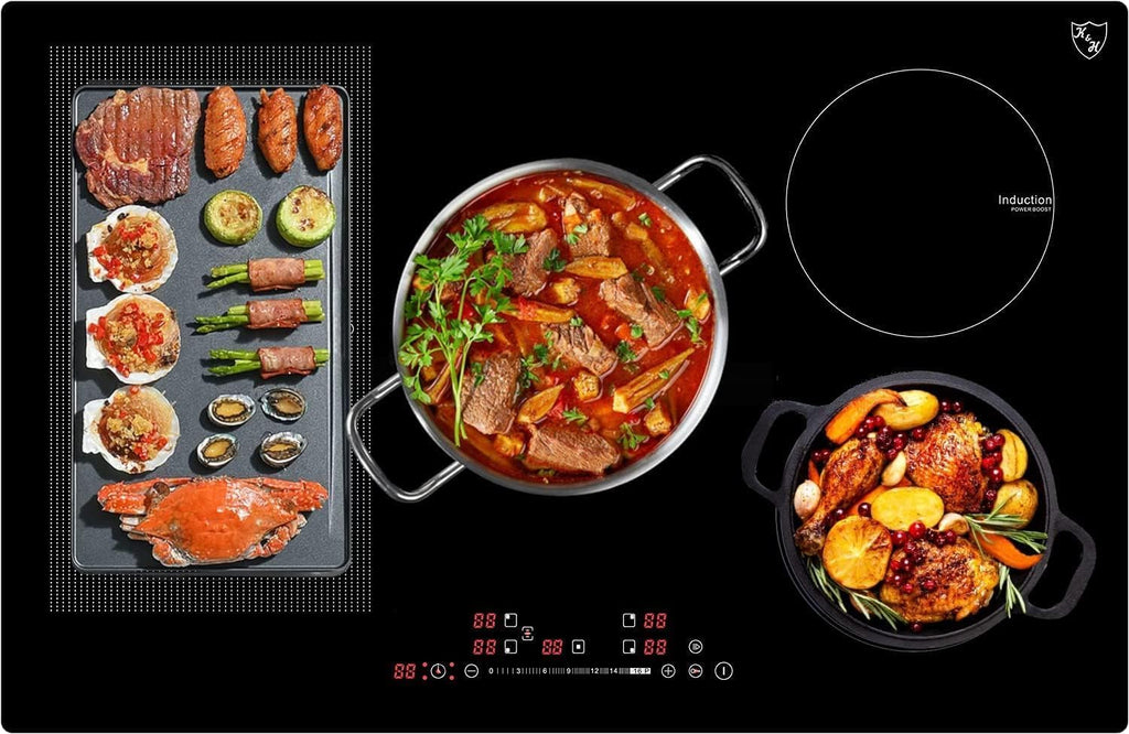 K&H 5 Burner Induction Cooktop - 36 Inch Built-In Electric Cermic Stove Top - 17 Heating Levels, 240V, 9400W High-Power Built-in Electric Stove Top - Child Lock, Timer & Touch Control - IN36-9400FLX