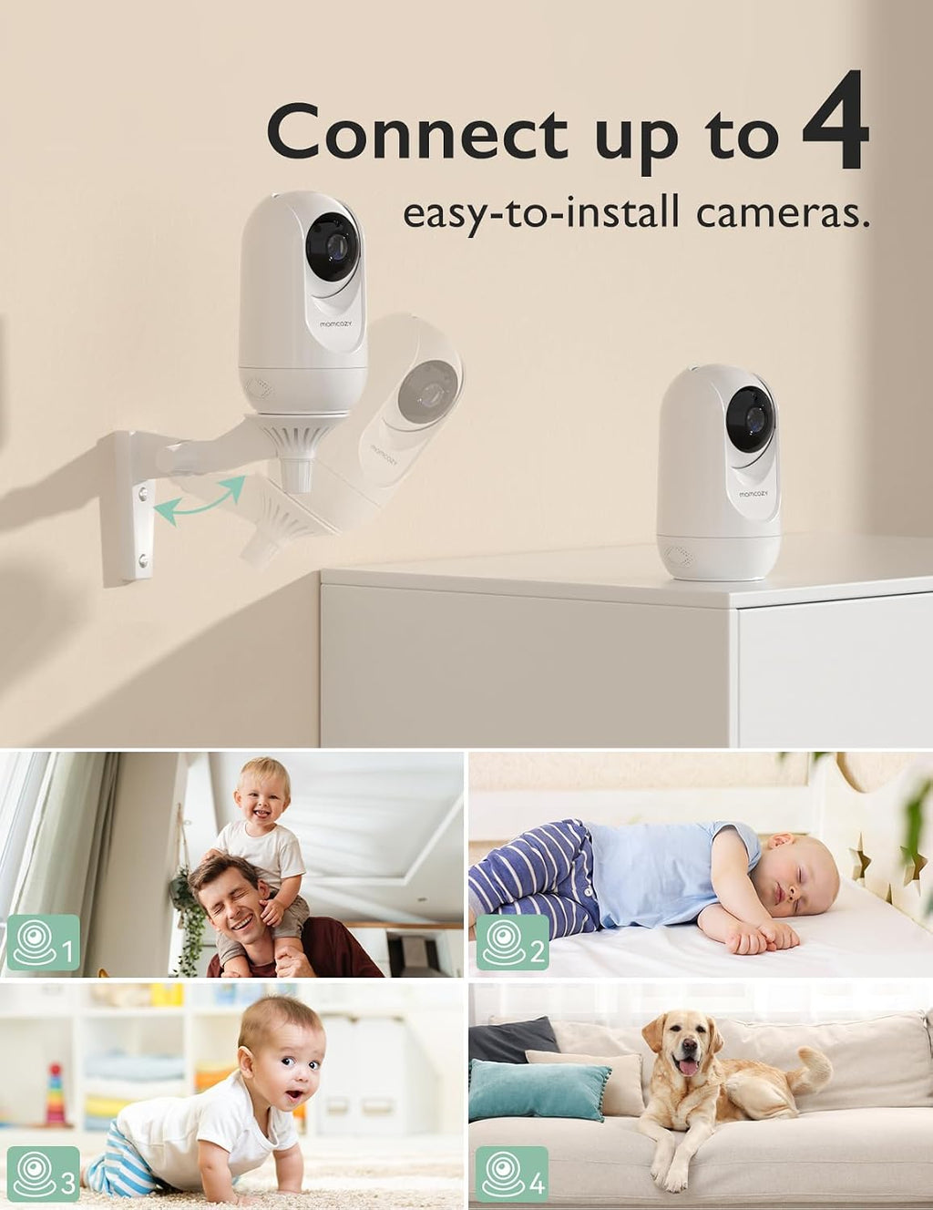 Momcozy Video Baby Monitor, 1080P 5' HD Baby Monitor with Camera & Wall Mount, Infrared Night Vision, 5000mAh Battery, 2-Way Audio, Temperature Sensor, Lullabies, 960ft Range, Ideal for New Moms, BM01