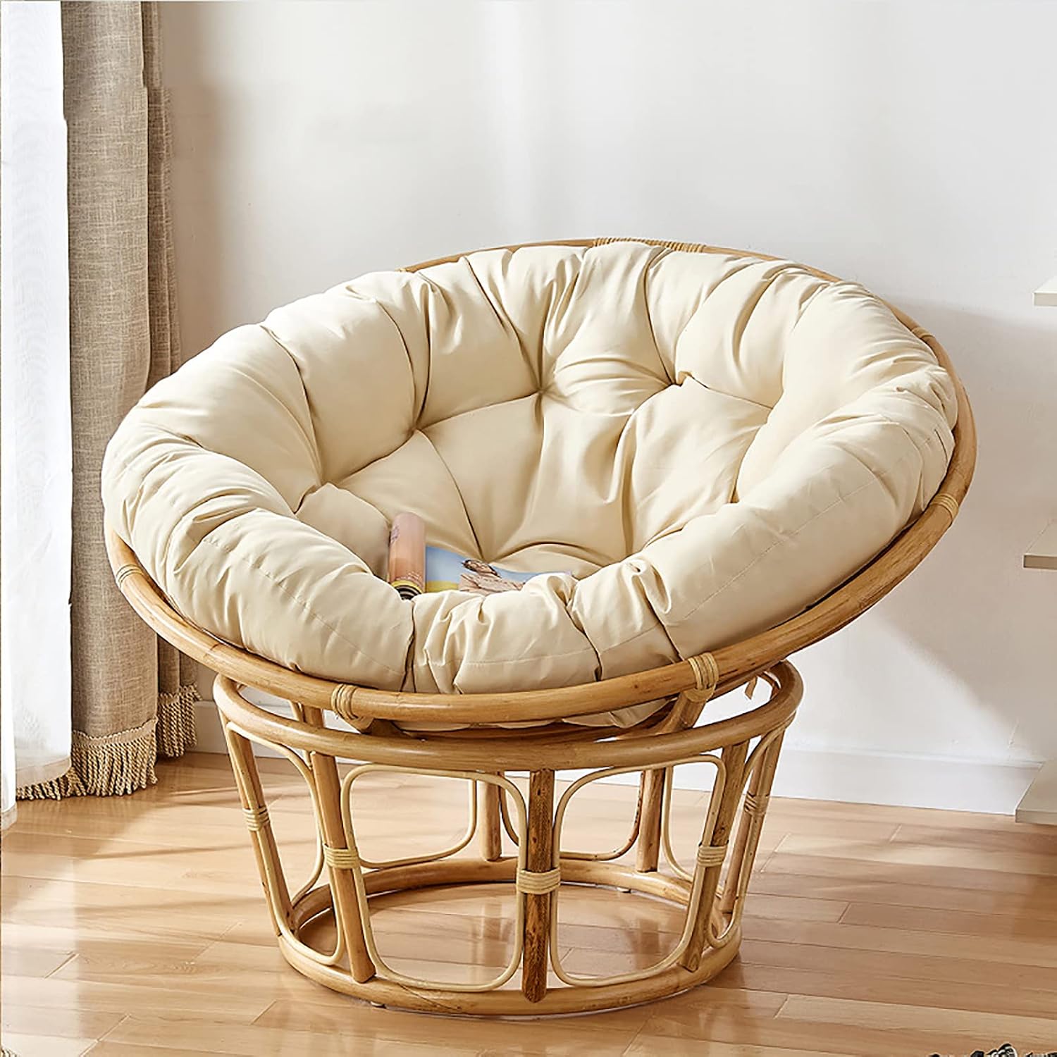 FXBZA ThickChair Cushion - Overstuffed Round Seat for Egg Chair Swing & Rocking Chair Soft Plush Comfort for Indoor & Outdoor Relaxation
