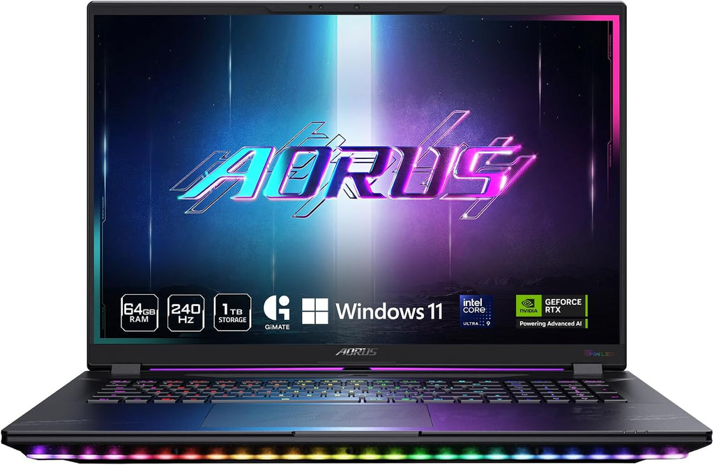 GIGABYTE AORUS Master 18 Gaming Laptop - 240Hz 2560x1600 Mini-LED - NVIDIA GeForce RTX 5080 - Intel Core Ultra 9 275HX - 2TB SSD with 32GB DDR5 RAM - Windows 11 Home AD (AORUS Master 18 BYHC5USD65SH)
