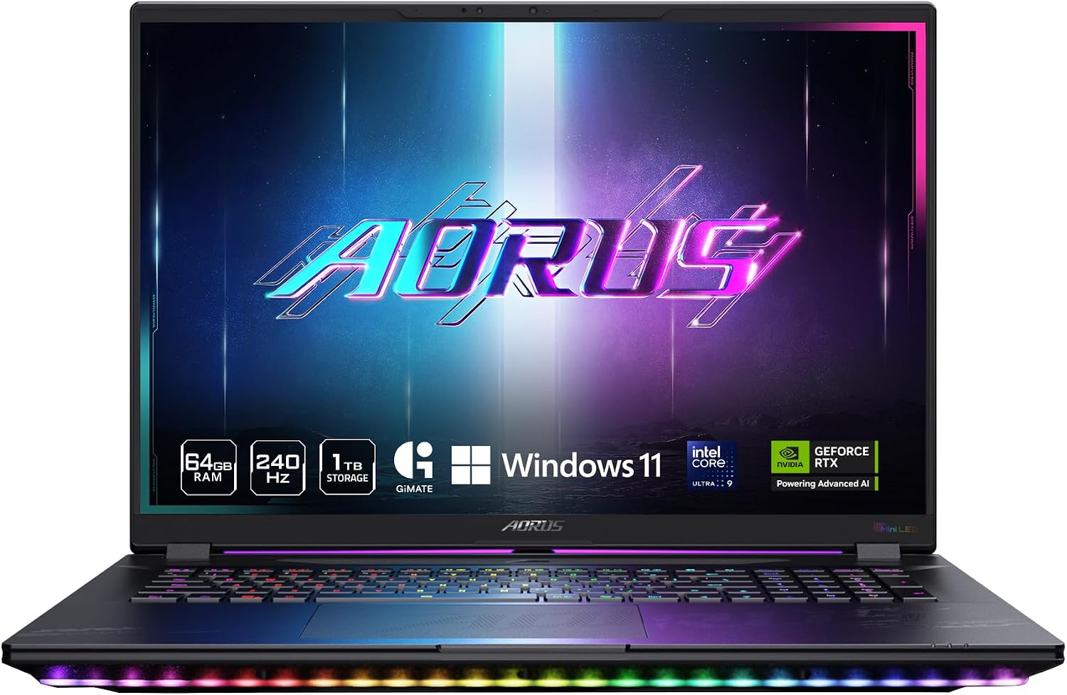GIGABYTE AORUS Master 18 Gaming Laptop - 240Hz 2560x1600 Mini-LED - NVIDIA GeForce RTX 5080 - Intel Core Ultra 9 275HX - 2TB SSD with 32GB DDR5 RAM - Windows 11 Home AD (AORUS Master 18 BYHC5USD65SH)