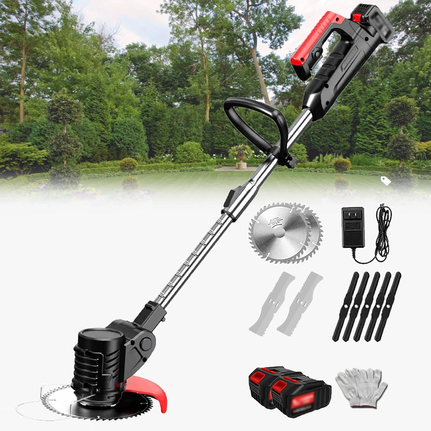 Electric Lawn Mower Robot Rotary Lawn Mower Electric Weeder Rechargeable Agricultural Home Cordless Weeder 24V Lithium Battery 24V/4.0Ah