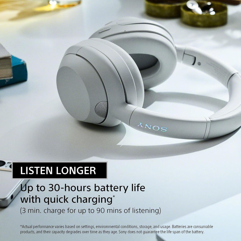 Sony ULT WEAR Noise Canceling Wireless Headphones with Alexa Built-in, Massive Bass and Comfortable Design, Black WHULT900N/B Bundle with 2 YR Enhanced Protection Pack and Wooden Headphone Stand