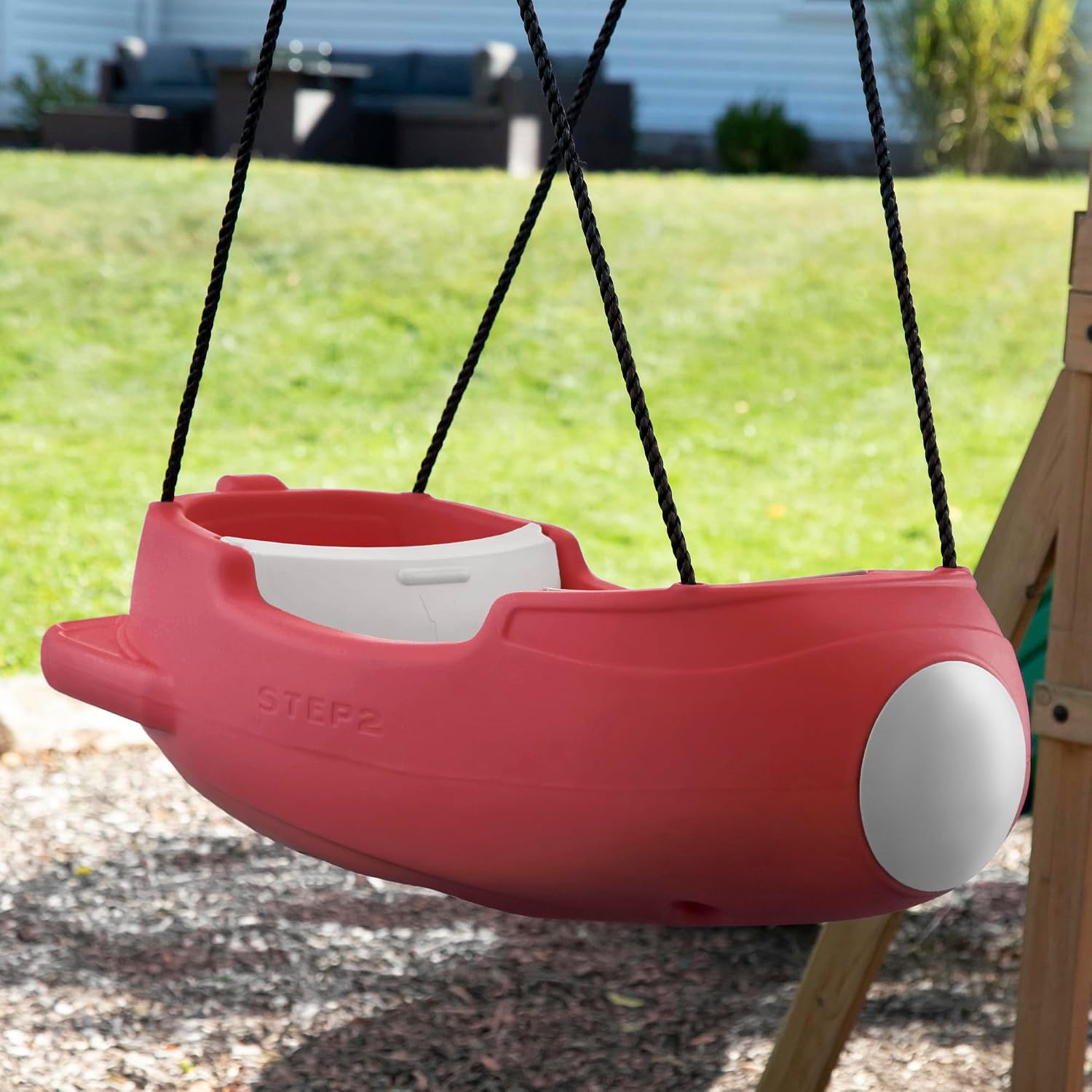 Step2 Rocket Swing for Two, Baby Outdoor Swing, Outside Weather-Resistant Rope, Attach to Playset, for Toddlers 9 Months - 3 Years Old
