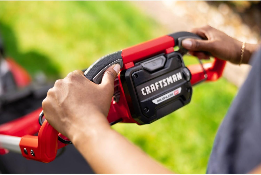 CRAFTSMAN V20 BRUSHLESS RP 21 in Rear Wheel Driver Mower, 2 x 9Ah Batteries and 2 Chargers Included, Up to 70 Min of Runtime, Self-Propelled, LED Headlights, Dual Blades (CMCMWSP320X2)