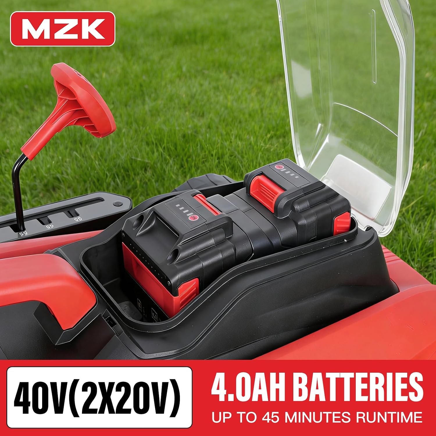 MZK 40V 16' Electric Lawn Mower, 2-in-1 Brushless Cordless Lawn Mower, Walk-Behind Push Mowers with 5-Position Height Adjustment, 2 x 4.0Ah Batteries & Charger Included