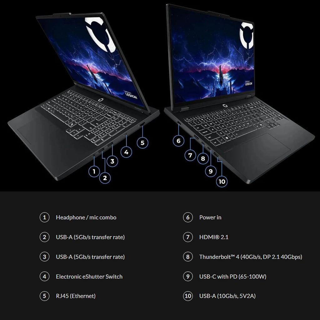 Lenovo Legion Pro 5i Gen 10 Gaming Laptop, GeForce RTX 5070 Ti GDDR7, Intel U9 275HX (24-Core), 16' WQXGA 500Nits Display, Backlit KB, AI Engine+, Wi-Fi 7, Win 11 Pro, Accessories, 64GB DDR5, 1TB SSD