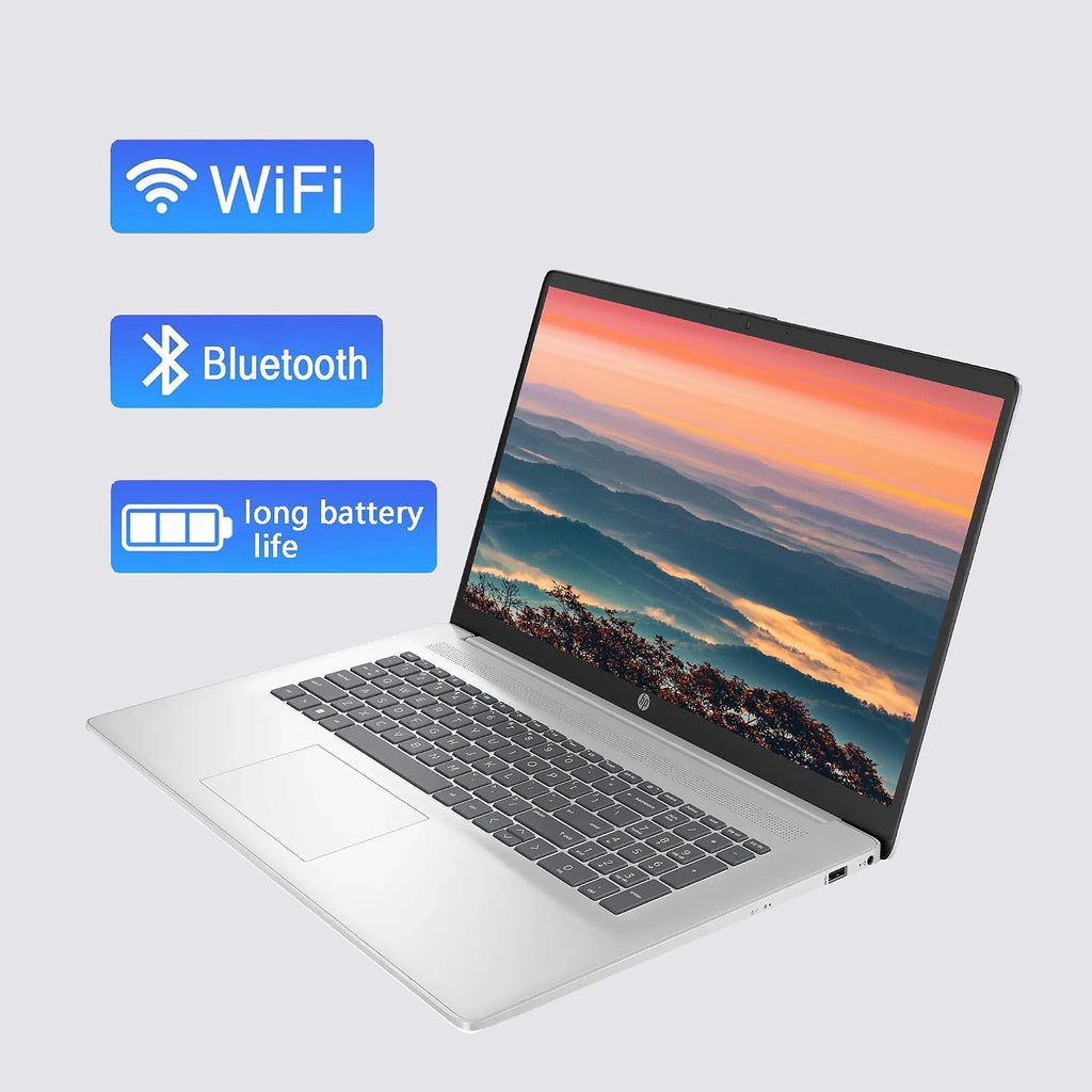 HP 17 Laptop, 17.3' FHD Display, 16GB RAM, 1TB SSD, AMD Ryzen 5 Processor(Beats i7-1165G7, Up to 4.3GHz), Webcam, Numeric Keypad, Long Battery Life, Windows 11 Home, Alpacatec Accessories, Silver