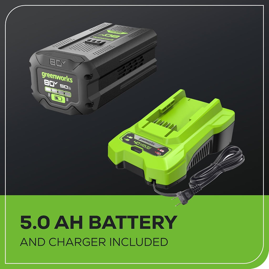 Greenworks 40V 21' Self-Propelled Cordless Lawn Mower – Brushless Motor, 5.0Ah Battery & Charger(75+ Tool Compatible)