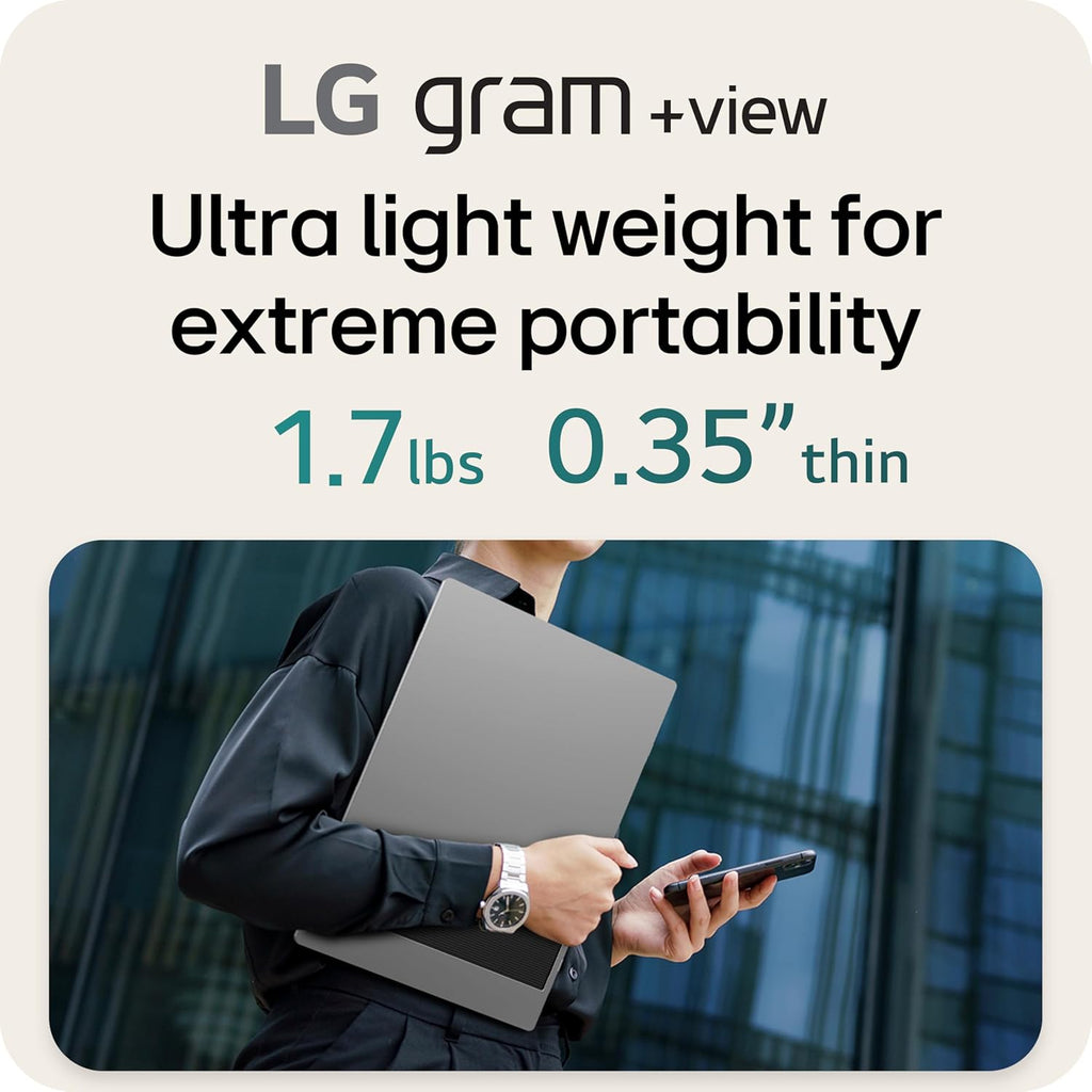 LG gram +View 17-inch Lightweight, Portable WQXG (2560x1600) Anti-Glare IPS Monitor, 16:10 Aspect Ratio, up to DCI-P3 99% Color, Built-in Speaker, USB Type-C, DisplayPort, mini HDM - Titan Silver