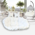 Double People Swing Chair Cushion, Washable Hanging Egg Chair Replacement Cushions, 2 Seater Waterproof Hanging Hammock Chair Seat Pads with 2 Detachable Pillow for Outdoor & Indoor, White