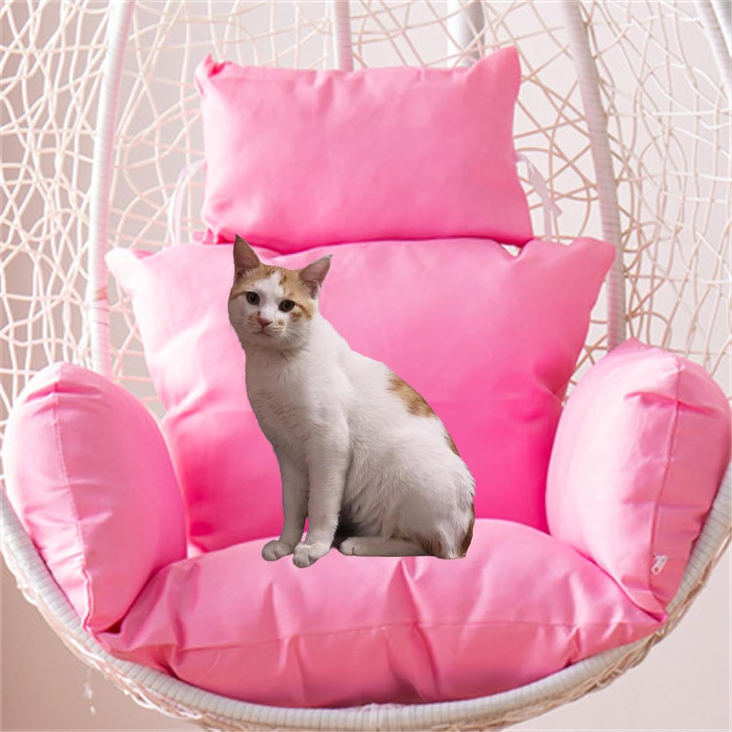 Egg Chair Cushion Replacement Thicken Hanging Egg Swing Chair Cushion Indoor Outdoor Wicker Rattan Hammock Basket Cushion for Outdoor Garden(Light Pink)