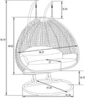 Luxury Comfort 2 Person Outdoor, Patio, Hanging Wicker Swing Chair (X Large-Plus, Charcoal Wicker with Charcoal Cushion-BK)