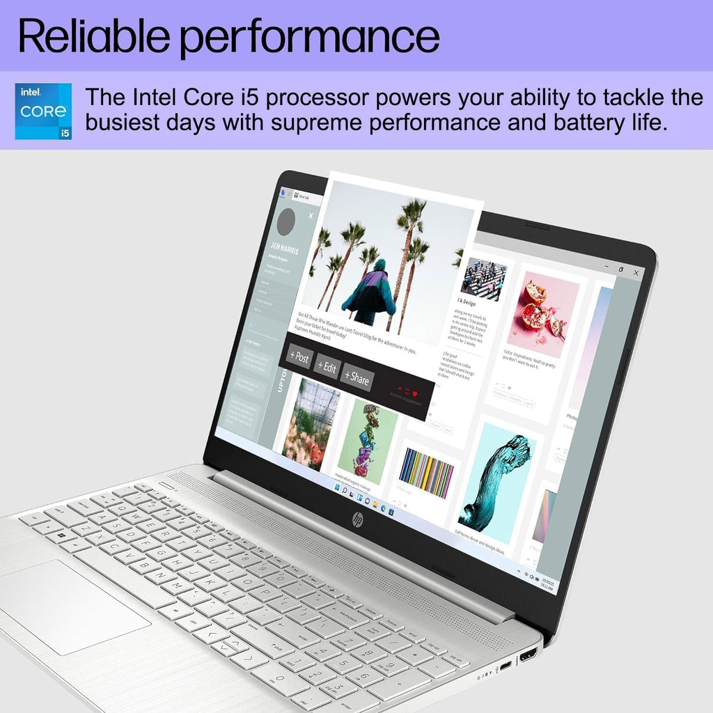 HP 15 inch Laptop, FHD Non-Touch Display, Intel Core i5, 8GB RAM, 256GB PCIe SSD, Intel UHD Graphics, Windows 11 Home, Natural Silver, 15-dy2795wm