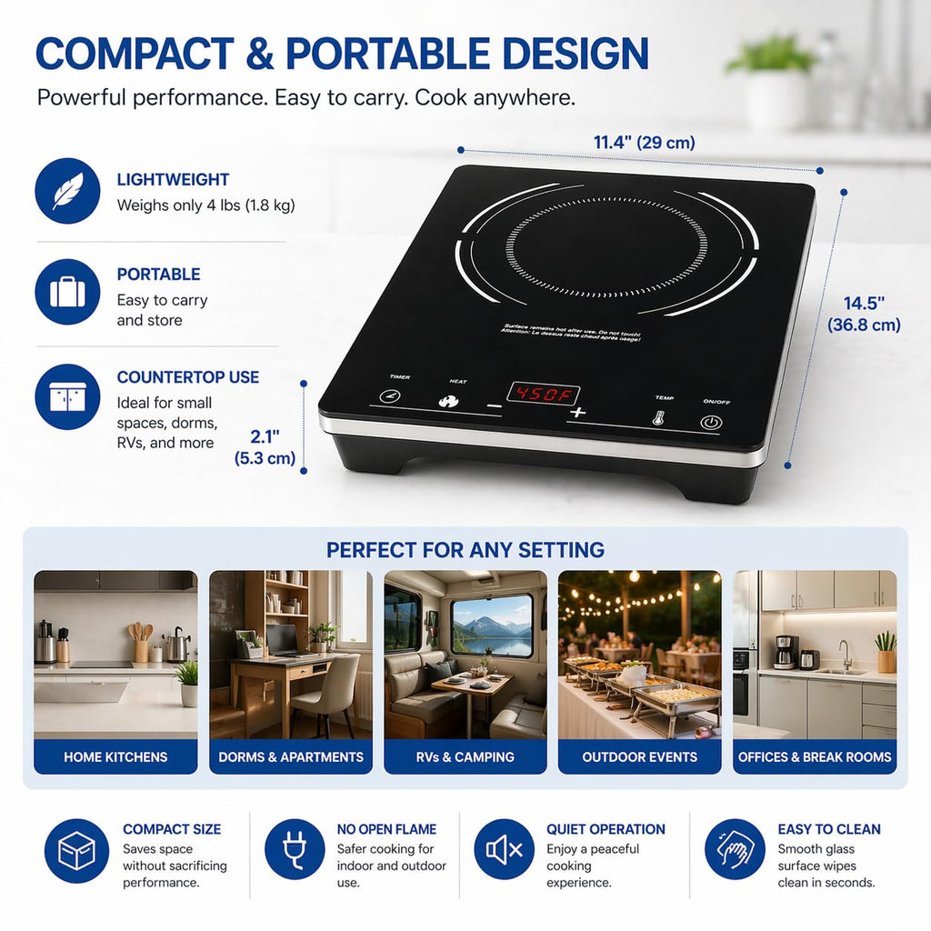 Eurodib C1823 Countertop Induction Cooktop, Single Burner, 120v