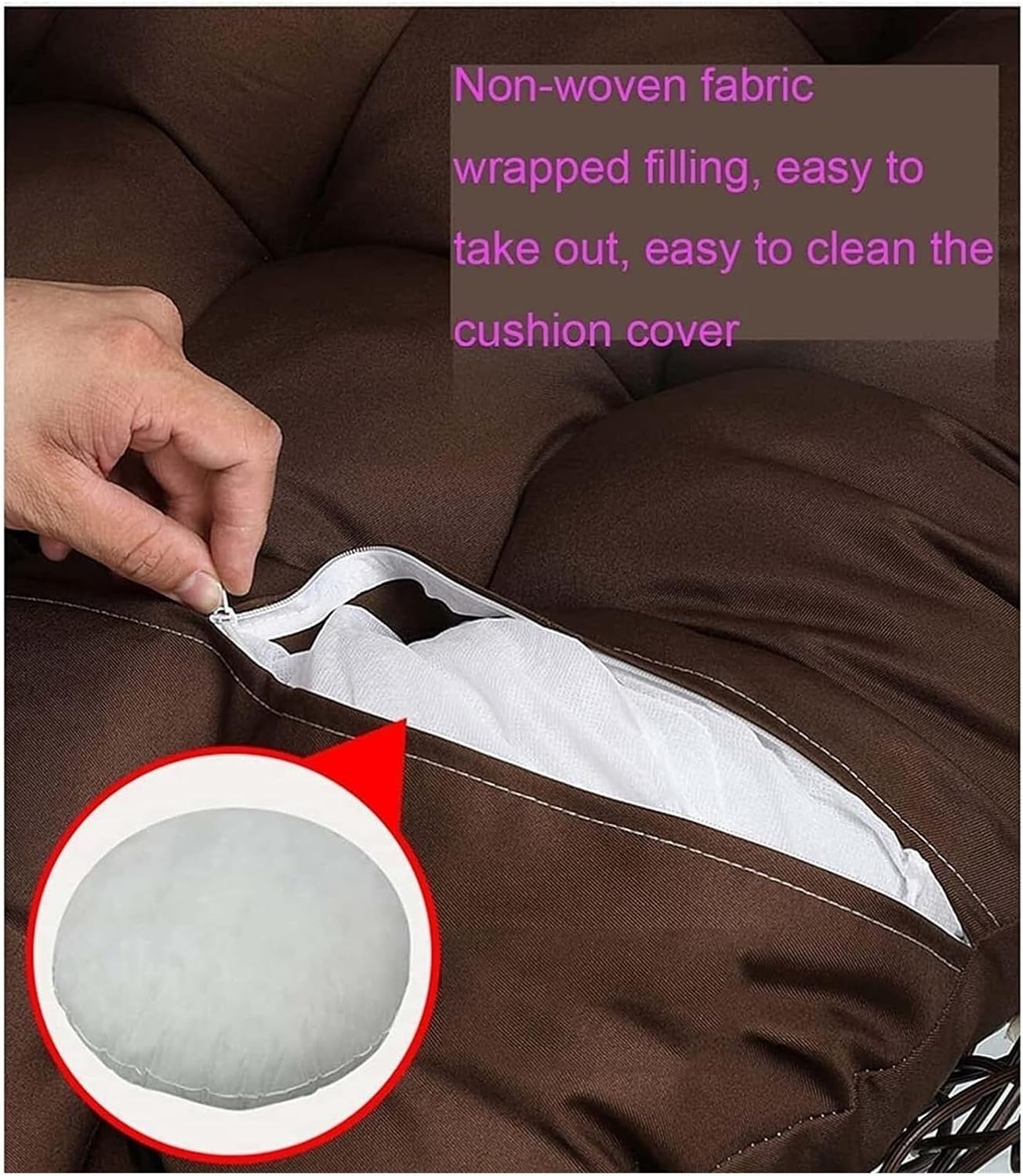 Indoor Outdoor Rocking Chair Cushion Soft Thick Comfortable Hanging Egg Hammock Chair Seat Pad Removable Thick Hanging Basket Chair Cushion Washable
