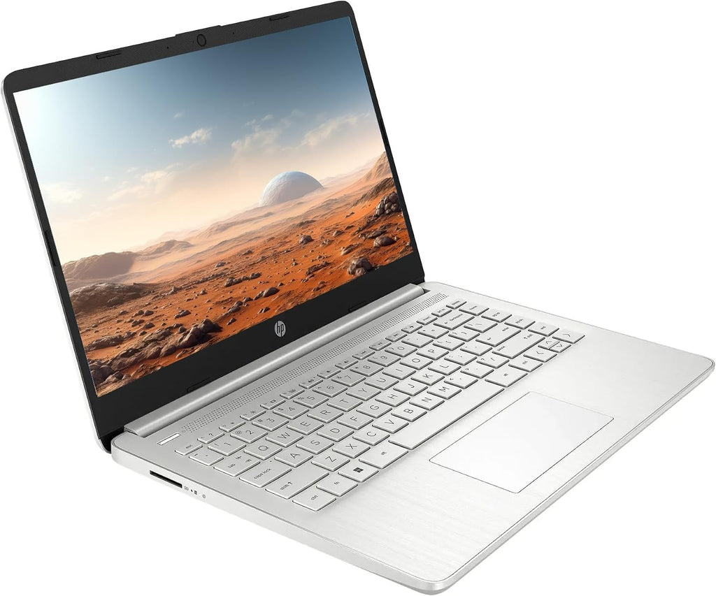 HP 14-Inch HD Laptop, Intel 4-Core CPU, 16GB RAM, 128GB SSD with Portable SSD, Microsoft Office, 1TB Cloud Storage, Webcam, Windows 11, LE Bundle