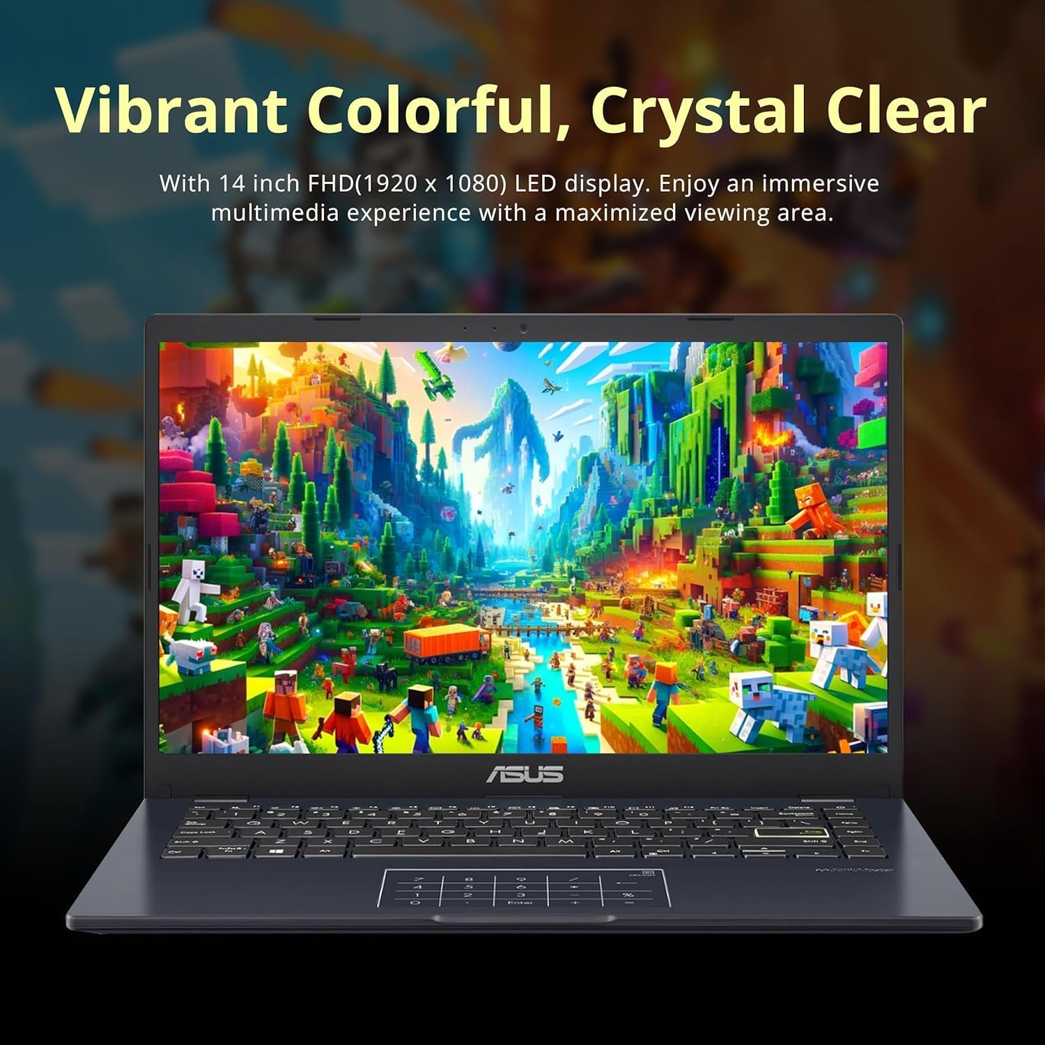 ASUS 14' Laptop for Business & Student, 14' FHD Display, Intel Celeron N4500, 1-Year of Microsoft 365, 4GB Memory, 64GB eMMC, NumberPad, Webcam, HDMI, Wi-Fi, Windows 11