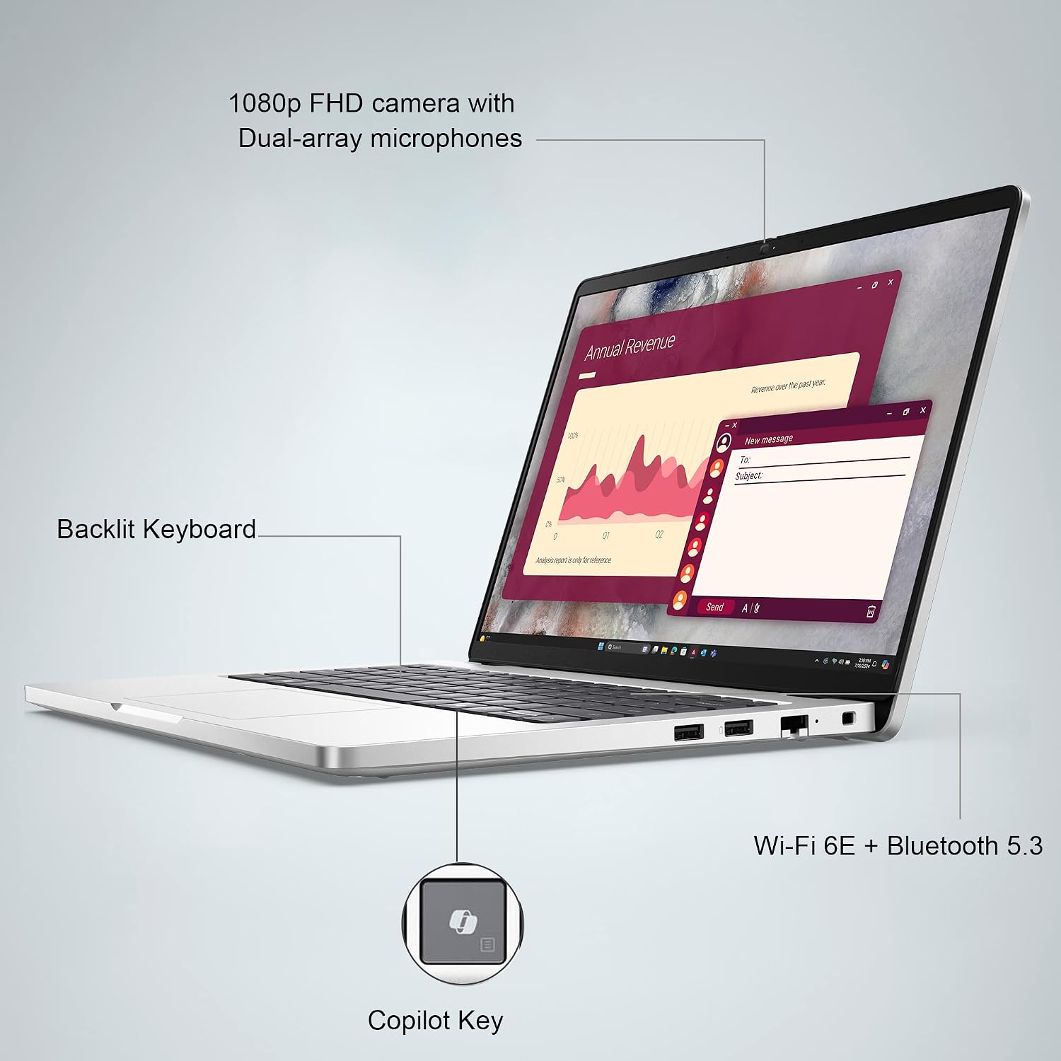 Dell Pro 14 (Next Gen Latitude 5450) Business Laptop (14' FHD+ Anti-Glare, Intel 12-Core Ultra5 235U, 16GB DDR5, 512GB SSD), 1080p Webcam, Backlit, Thunderbolt 4, Wi-Fi 6E, Win 11 Pro, Silver, PC14250