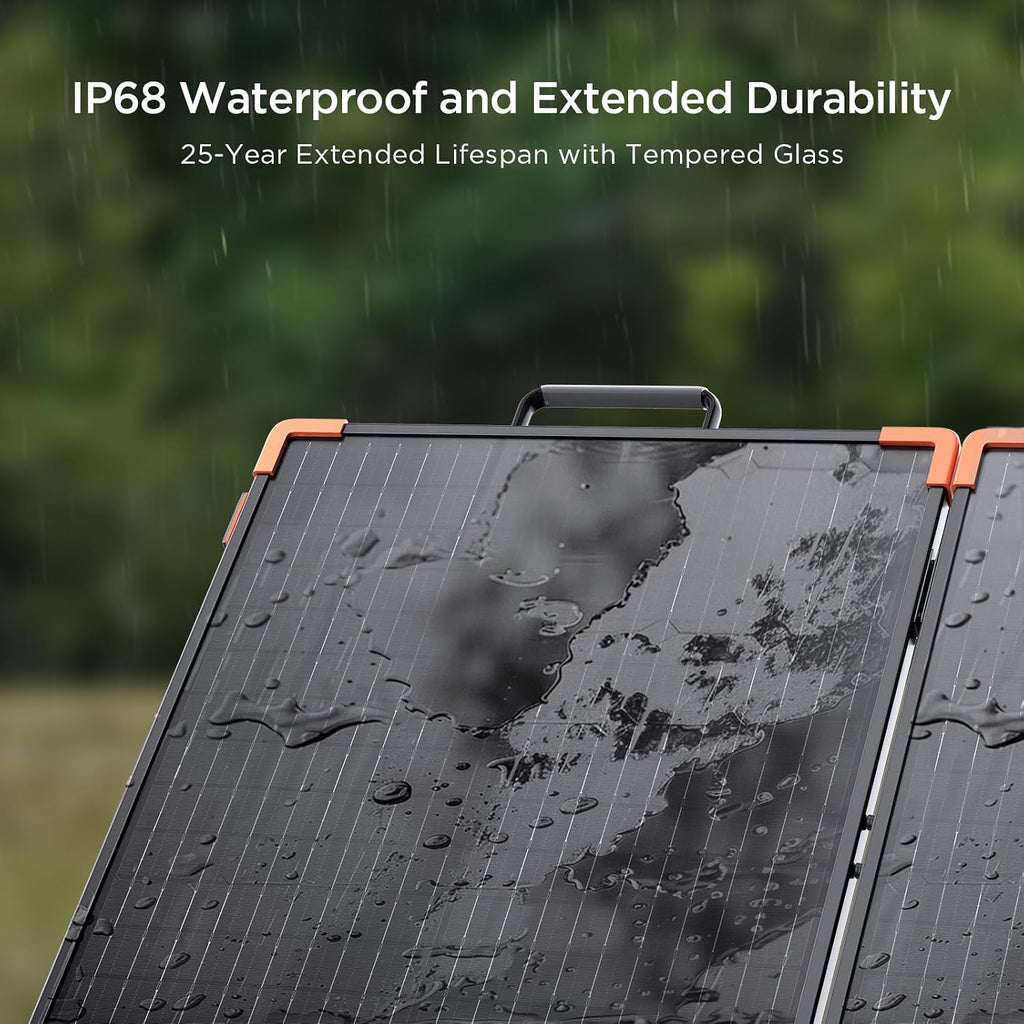 ZOUPW 100W Portable Solar Panel, Foldable Tempered Glass Solar Panel Kit with 20A PWM Controller for 12V Battery&Power Station, IP68 Waterproof 23.5% Efficiency for RV, Camping & Off-Grid