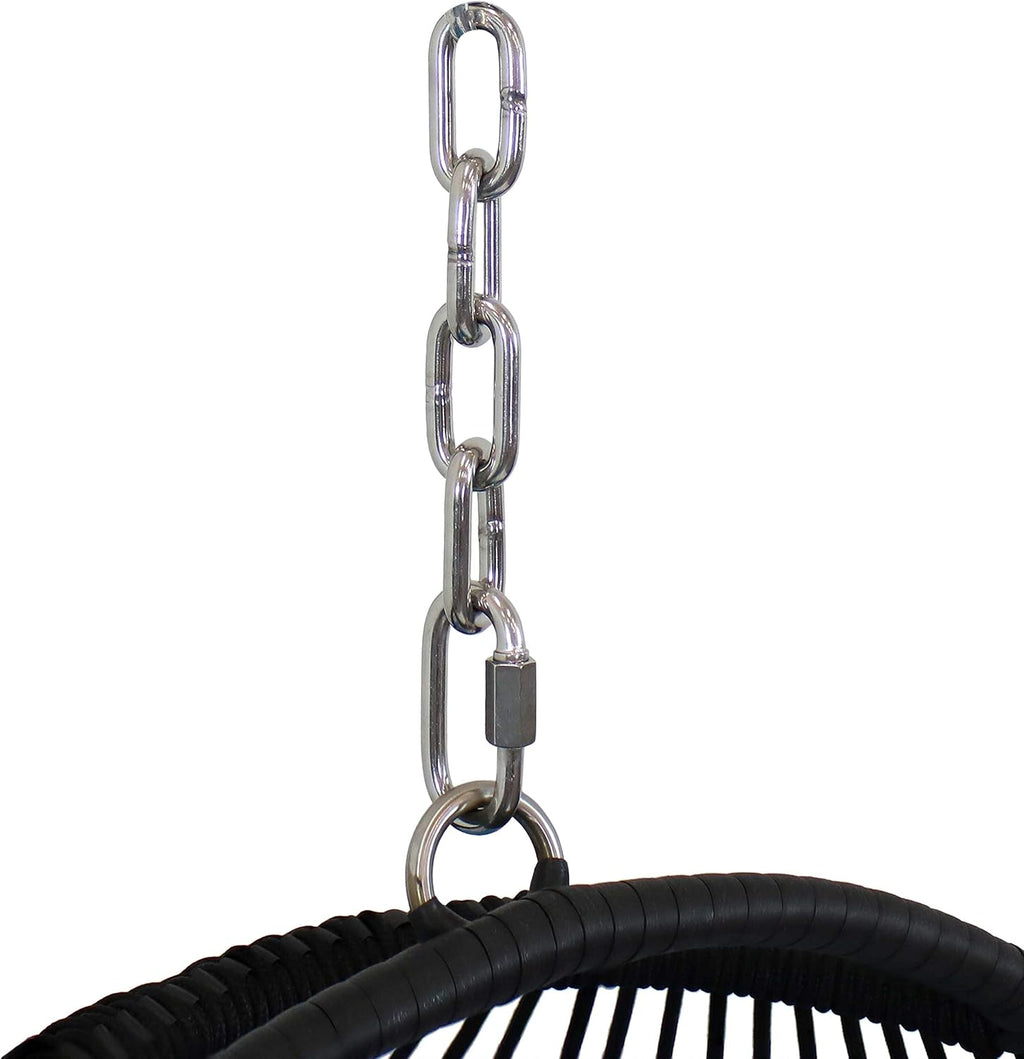 Sunnydaze Julia Hanging Egg Chair - Black Polyethylene Wicker Frame with Red Polyester Cushions - 44 Inches Tall