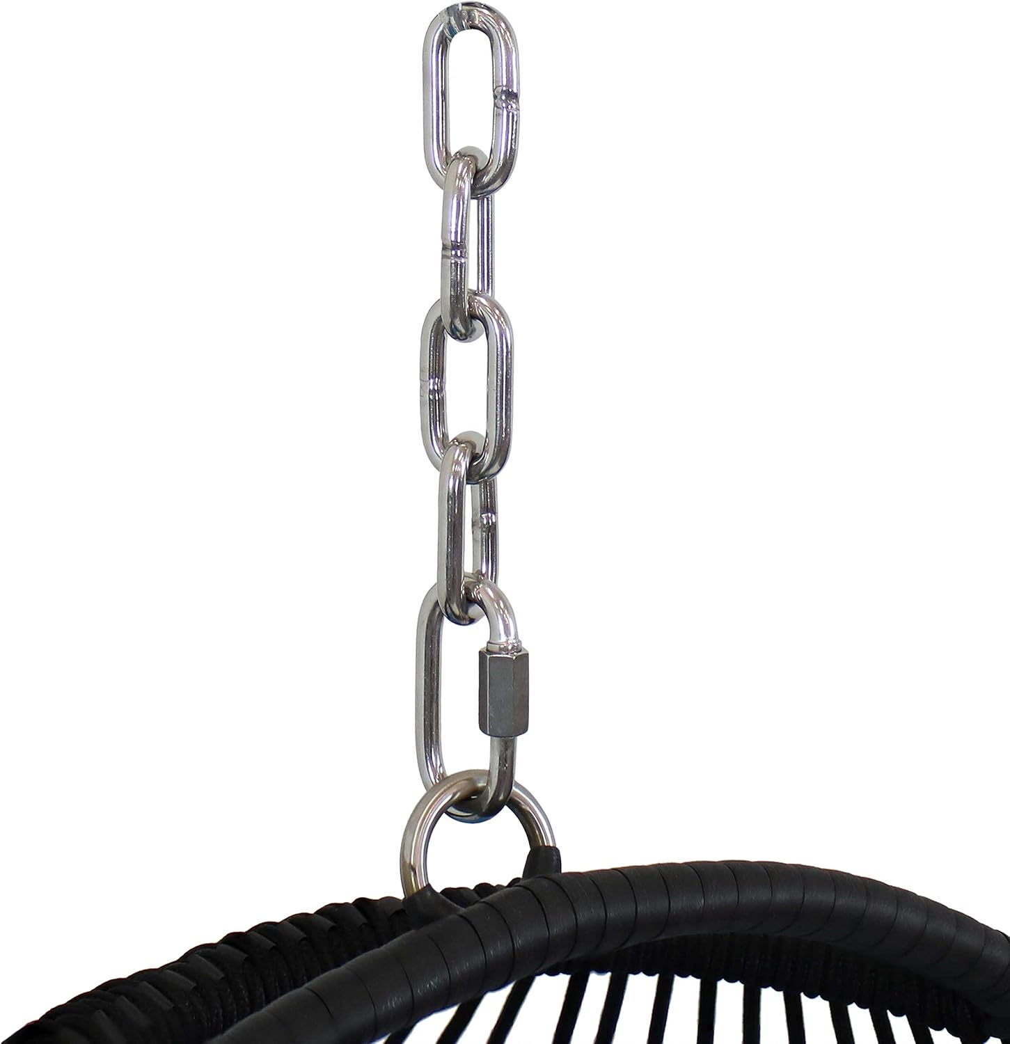 Sunnydaze Julia Hanging Egg Chair - Black Polyethylene Wicker Frame with Red Polyester Cushions - 44 Inches Tall