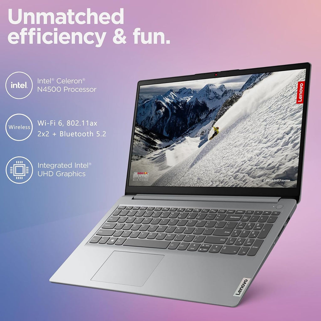 Lenovo 2026 Laptop Computers for Student, 15.6' FHD, Intel N4000 Processor, Copilot AI, 8GB DDR4 RAM, 128GB PCIe SSD, WiFi6, Type-C, Webcam, Numeric Keypad, Long Battery, Portable Design, Cloud Grey