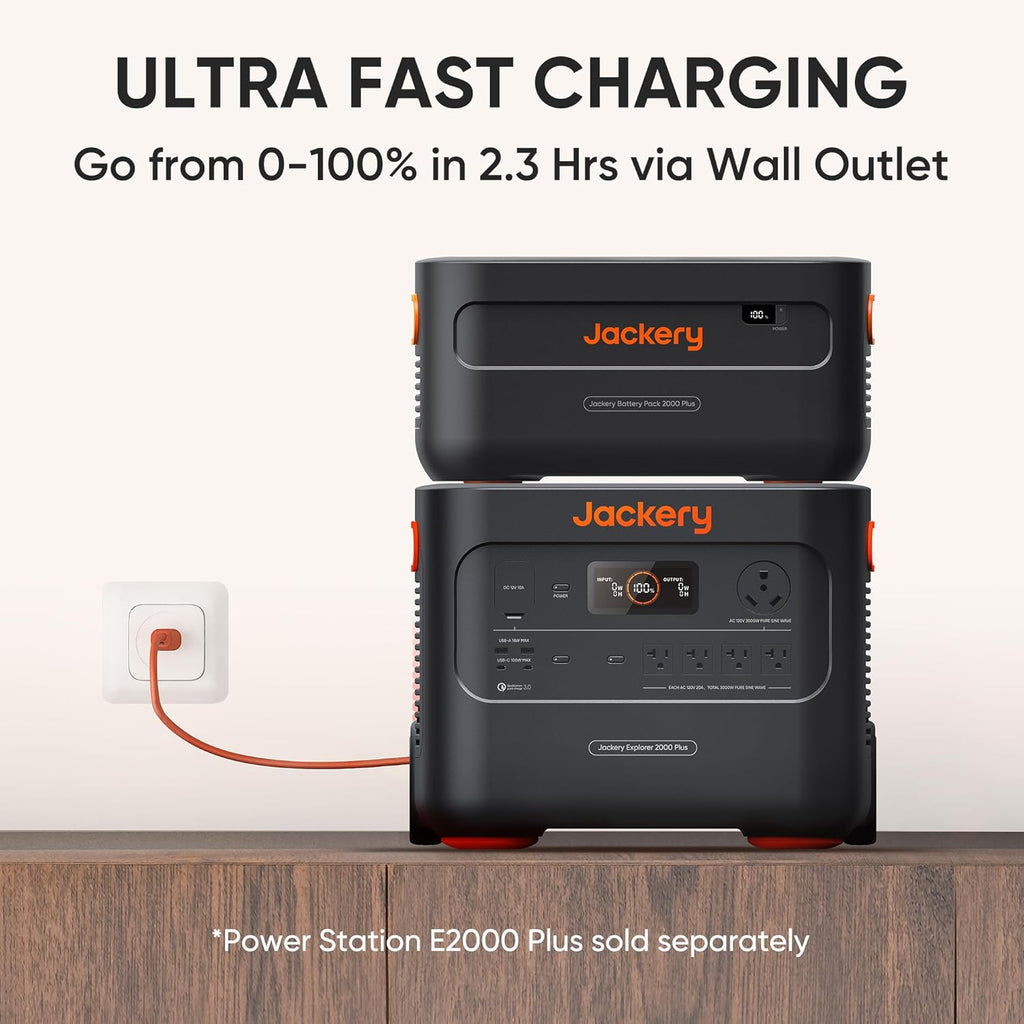 Jackery Expansion Battery Pack 2000 Plus, 2042Wh LiFePO4 Battery Pack for Portable Power Station Explorer 2000 Plus, Extra Expandable Battery for Outdoor RV Camping and Home Emergency (Renewed)