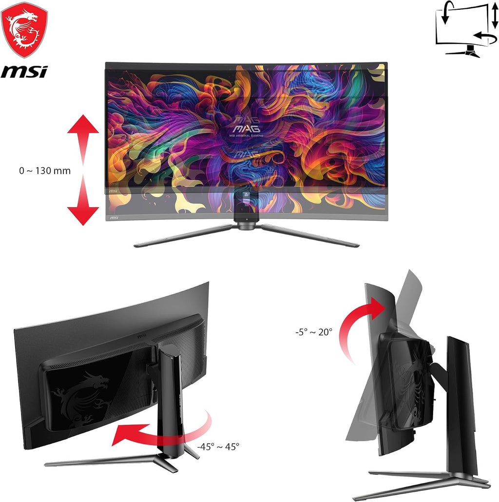 msi MPG 341CQPX QD-OLED 34 Inch UWQHD Curved Gaming Monitor - 3440x1440(21:9) QD-OLED Panel, 240Hz / 0.03ms, 99.3% DCI-P3, ΔE≤2, DisplayHDR True Black 400, DP 1.4a, HDMI, USB Type C (PD 98W)