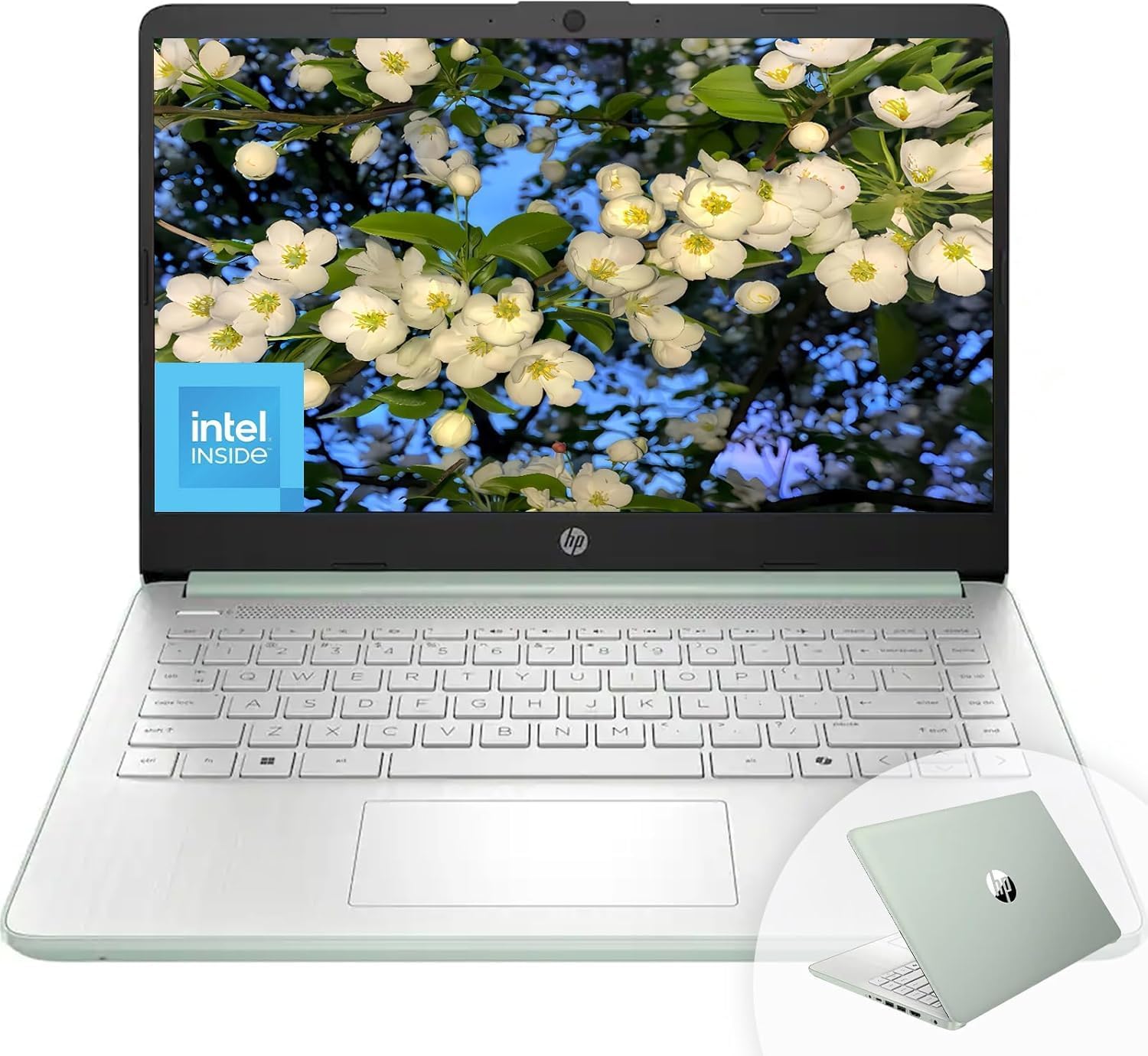 HP 14' HD Student Business Laptop, Intel Quad-Core N150, 8GB RAM, 192GB Storage, (128GB UFS+64GB SD Card), 1 Year Office 365, Webcam, HDMI, Bluetooth, WiFi 6, Win 11 Pro, Slim Design, Willow Green