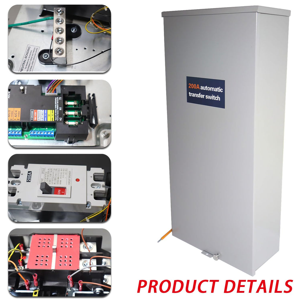200 Amp Single Phase Generator Automatic Transfer Switch w/Power Management Replacement for Generac RXSW200A3 for Indoor and Outdoor Use, 120/240 V, Service Entrance Rated, NEMA 3R Aluminum Enclosure