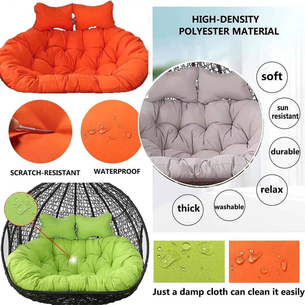 Amazon Rickya Double Hanger Wicker Rattan Egg Swing Cushions in 52 inch, Sun-Resistant and Washable for 2 Person Hanging Egg Hammock Chair