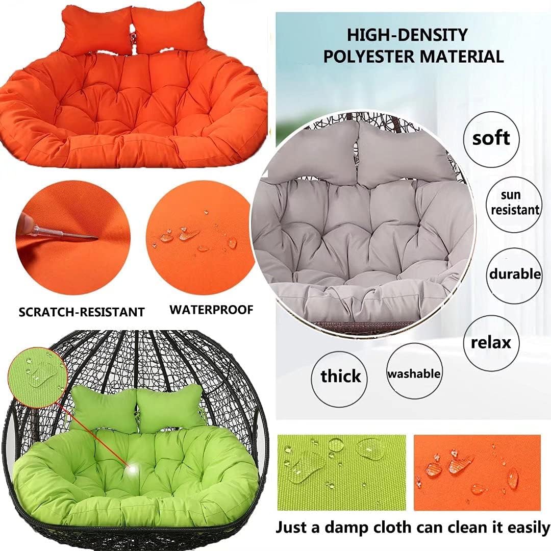 Amazon Rickya Double Hanger Wicker Rattan Egg Swing Cushions in 52 inch, Sun-Resistant and Washable for 2 Person Hanging Egg Hammock Chair
