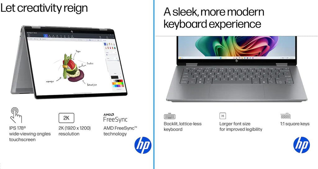 HP OmniBook X Flip 2-in-1 Laptop 14' WUXGA IPS Touchscreen 8-Core AMD Ryzen AI 7 350 24GB LPDDR5 1TB SSD AMD Radeon 860M Graphics Wi-Fi 6E Backlit Keyboard Win11 Home W/Mouse