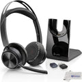 Poly Plantronics Voyager Focus 2 UC Bluetooth Stereo Headset with Charging Stand, USB-C/A Adapters, Connects to Teams, Zoom and All Leading UC Platforms, Pairs to Both Laptop and Cellphone, GTW Cloth