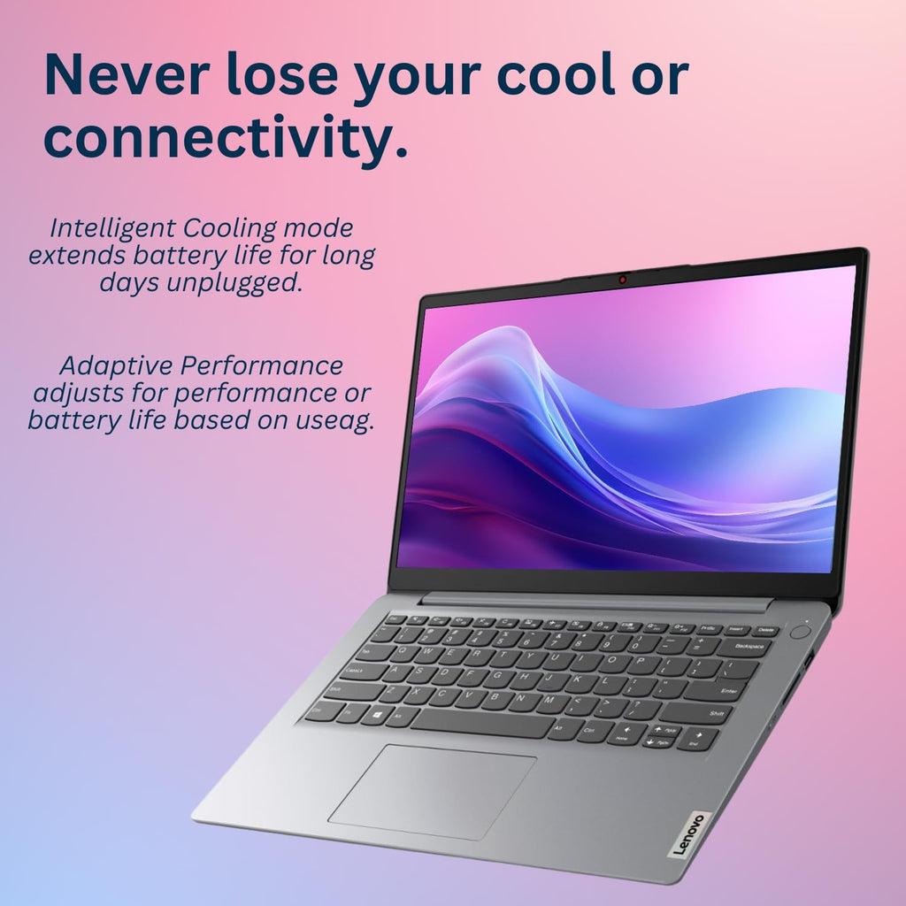 Lenovo IdeaPad 1 Laptop, 14' HD Screen, Intel Celeron N4020, 4GB RAM, 128GB eMMC, Webcam, Wi-Fi 6, Windwos 11 Home, Grey