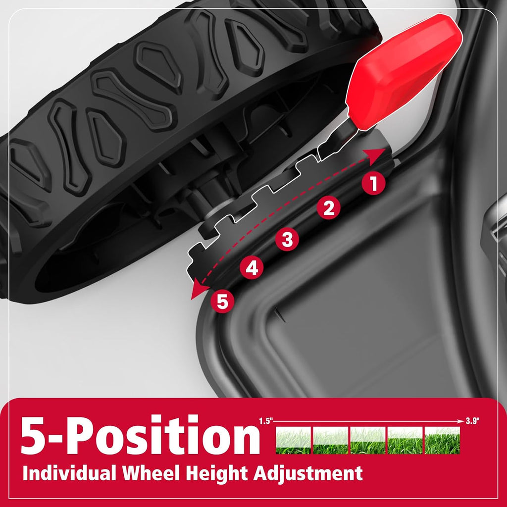 PowerSmart EasyCut 18' 144cc Gas Lawn Mower, Heavy-Duty Steel Deck, Side Discharge, 5-Position Height Setting, 2-in-1 Walk-Behind Push Mower with Side Discharge