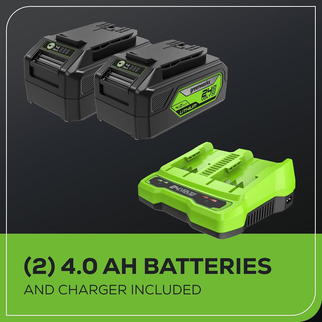 Greenworks 48V (24V x 2) 20' Brushless Cordless (Push) Lawn Mower (LED Headlight), (2) 4.0Ah Batteries and Dual Port Rapid Charger Included (200+ Compatible Tools)