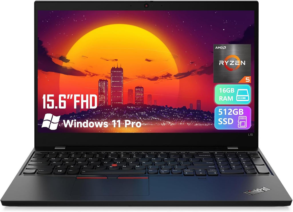 Lenovo ThinkPad L15 Gen 2 Business Laptop, 15.6 HD, AMD Ryzen5 5600 up to 4.40 GHz, 16 GB DDR4 RAM, 512 GB SSD, Windows 11, Black, WiFi (Renewed)