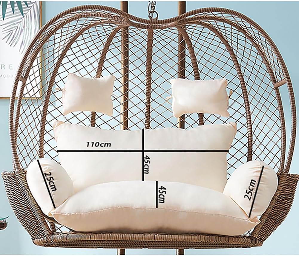 GARCAN Hammock Swing Chair Cushion, Replacement Pad, Double Egg Chair Cushion for Luxury Outdoor Patio Wicker Loveseat Hanging Chairs, 2 Persons, Backyard Balcony, E