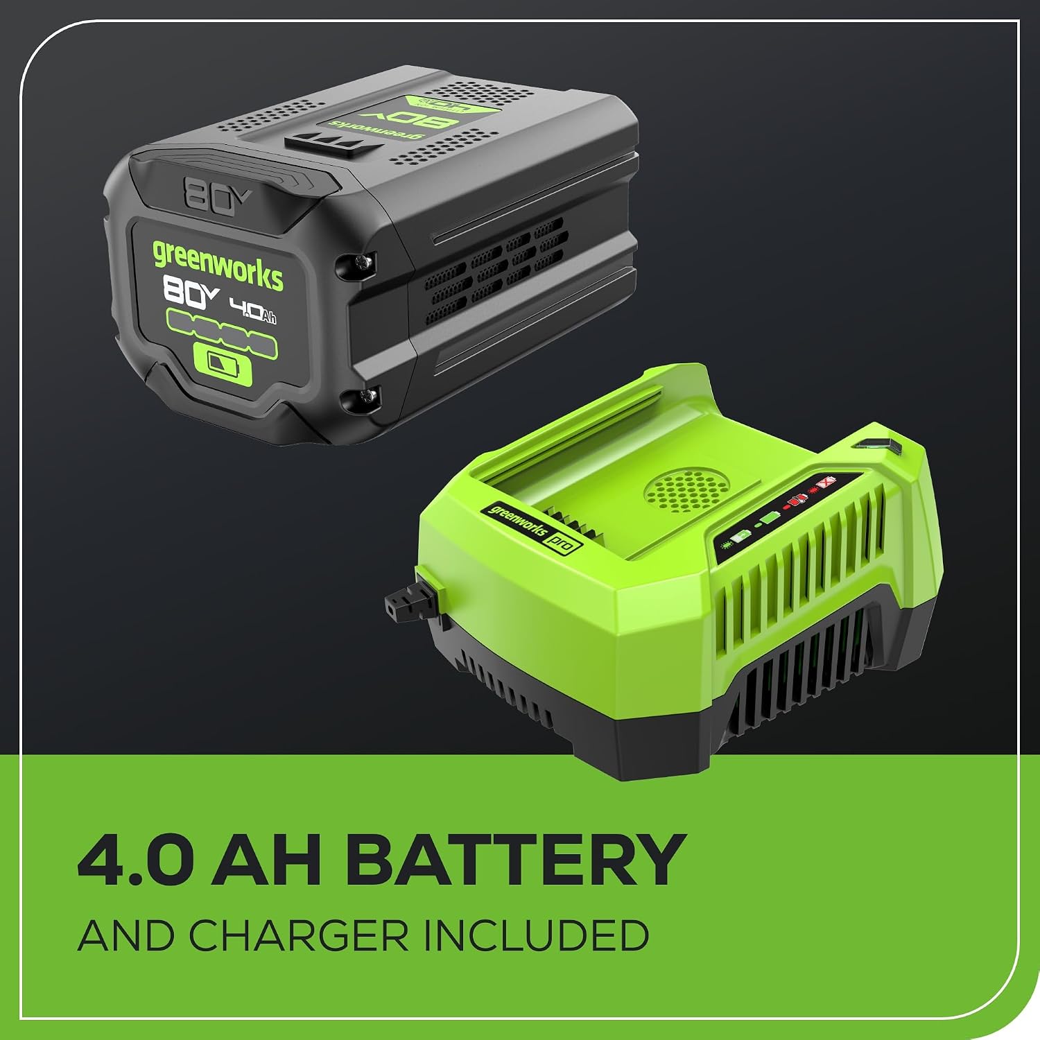 Greenworks 80V 21' Brushless (Self-Propelled) Cordless Electric Lawn Mower + (580 CFM) Axial Leaf Blower (75+ Compatible Tools), 4.0Ah Battery and 60 Minute Rapid Charger, Green and Black
