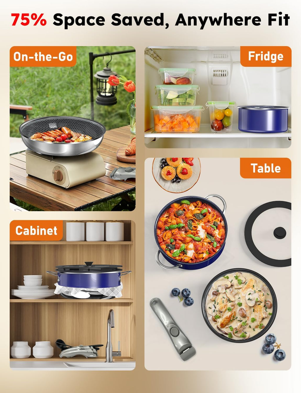Pro DUXANO 12PC Pots and Pans Set&Hybrid 3-Ply Stainless Steel Skillet, High Heat Sear&Fry, 2-Layer Ceramic Nonstick Induction Cookware, 9H Scratch-Resistant&Anti-Warp,PFAS Free,All Cooktop/Dishwasher
