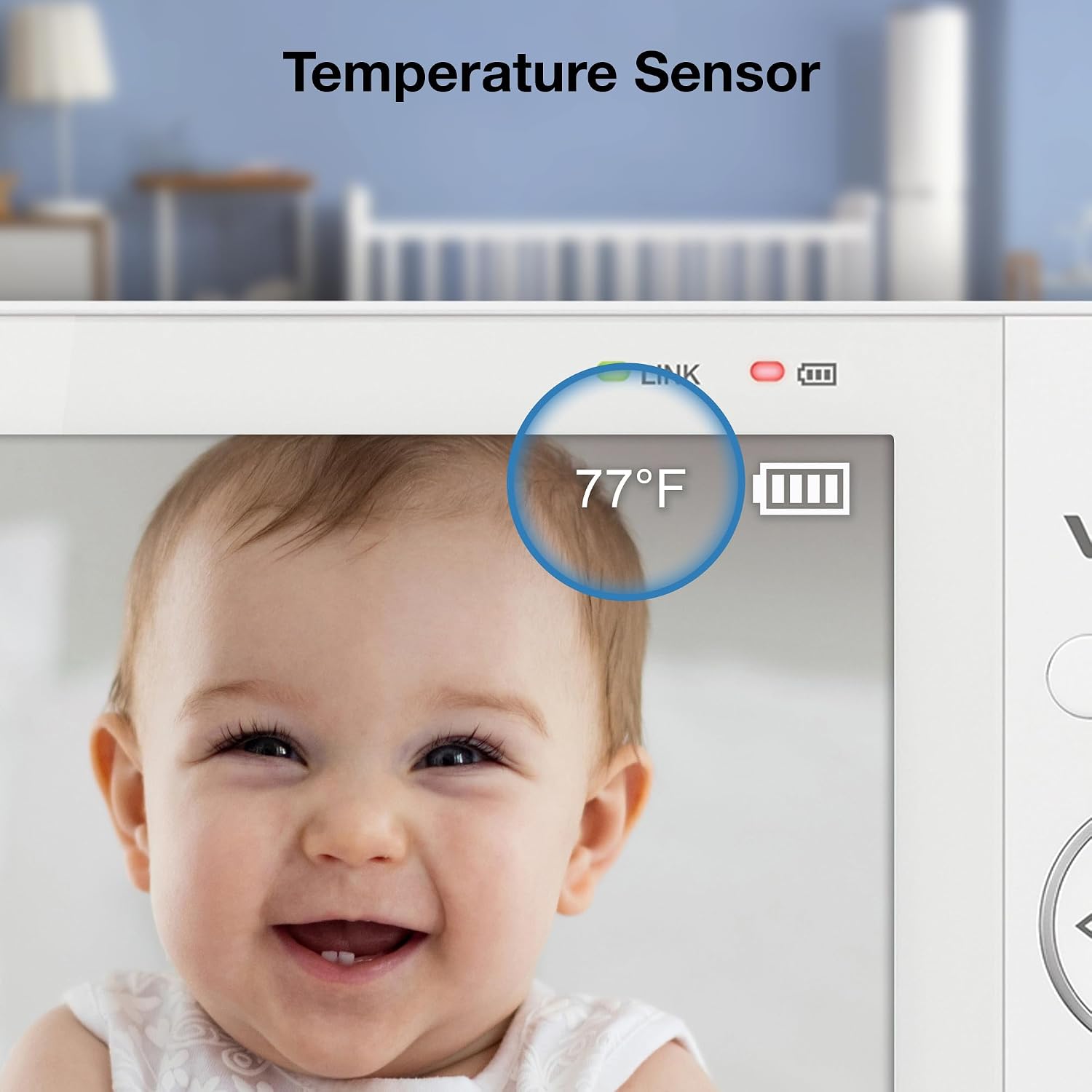 VTech 2-Cameras Video Baby Monitor with 7' Color LCD Screen, Rechargeable Battery, Video and Audio Streaming, Pan-Tilt-Zoom, Touch Multi-Color Night Light, Two-Way Talk: Advanced Max Twin (Blue)