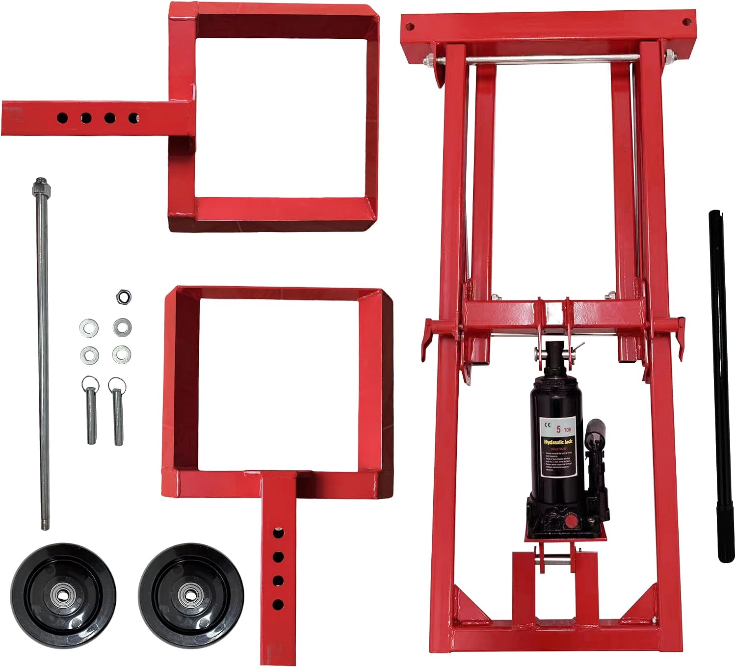 Riding Mower Lift,500 lbs Capacity Lawn Mower Lift Jack with Hydraulic Jack,Foldable Design for Zero Turn Mower Lift and Garden Tractors, Red